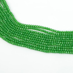 1 Dizi (130-135 Adet) - 3 mm Yassı Kristal Cam Boncuk Dizisi Mat Yeşil Renk 1.Kalite - 1