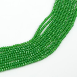 1 Dizi (130-135 Adet) - 3 mm Yassı Kristal Cam Boncuk Dizisi Mat Yeşil Renk 1.Kalite - 2