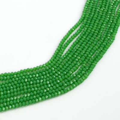 1 Dizi (130-135 Adet) - 3 mm Yassı Kristal Cam Boncuk Dizisi Mat Yeşil Renk 1.Kalite - 2