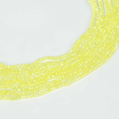 1 Dizi (130-135 Adet)- 3 mm Yassı Kristal Cam Boncuk Dizisi Şeffaf Janjanlı Açık Sarı Renk 1.Kalite - 2