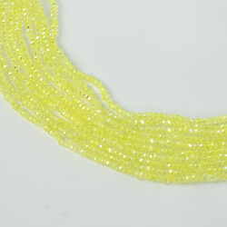 1 Dizi (130-135 Adet)- 3 mm Yassı Kristal Cam Boncuk Dizisi Şeffaf Janjanlı Açık Sarı Renk 1.Kalite - 3