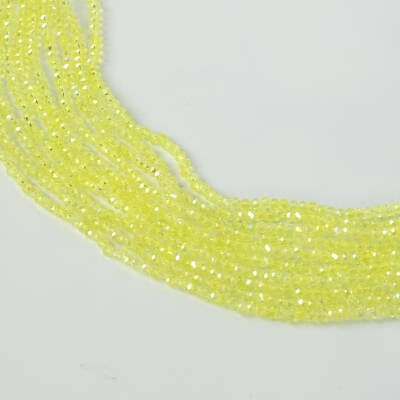 1 Dizi (130-135 Adet)- 3 mm Yassı Kristal Cam Boncuk Dizisi Şeffaf Janjanlı Açık Sarı Renk 1.Kalite - 3
