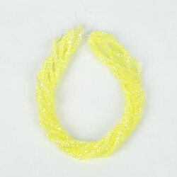 1 Dizi (130-135 Adet)- 3 mm Yassı Kristal Cam Boncuk Dizisi Şeffaf Janjanlı Açık Sarı Renk 1.Kalite - 4