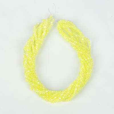 1 Dizi (130-135 Adet)- 3 mm Yassı Kristal Cam Boncuk Dizisi Şeffaf Janjanlı Açık Sarı Renk 1.Kalite - 4