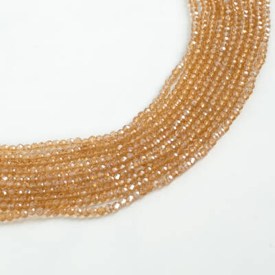 1 Dizi (130-135 Adet) - 3 mm Yassı Kristal Cam Boncuk Dizisi Şeffaf Janjanlı Bej Renk 1.Kalite - 1