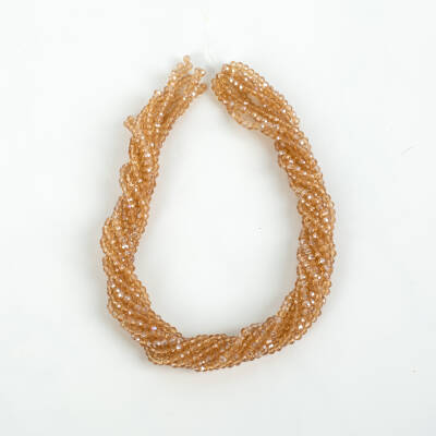 1 Dizi (130-135 Adet) - 3 mm Yassı Kristal Cam Boncuk Dizisi Şeffaf Janjanlı Bej Renk 1.Kalite - 4