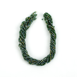 1 Dizi (130-135 Adet- 3 mm Yassı Kristal Cam Boncuk Dizisi Şeffaf Janjanlı Çimen Yeşil Renk 1.Kalite - 4