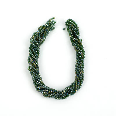 1 Dizi (130-135 Adet- 3 mm Yassı Kristal Cam Boncuk Dizisi Şeffaf Janjanlı Çimen Yeşil Renk 1.Kalite - 4