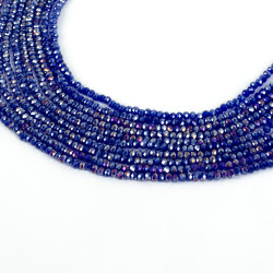 1 Dizi (130-135 Adet)- 3 mm Yassı Kristal Cam Boncuk Dizisi Şeffaf Janjanlı Deniz Mavi Renk 1.Kalite - 2