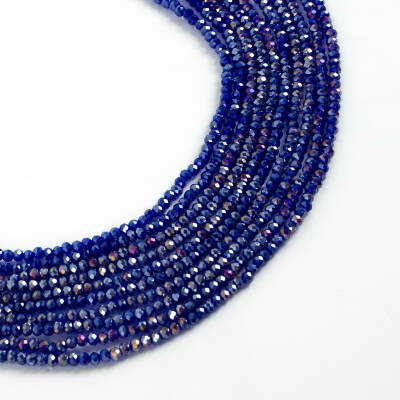 1 Dizi (130-135 Adet)- 3 mm Yassı Kristal Cam Boncuk Dizisi Şeffaf Janjanlı Deniz Mavi Renk 1.Kalite - 1