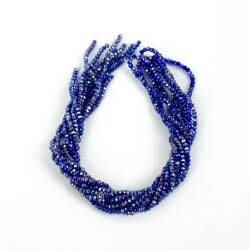 1 Dizi (130-135 Adet)- 3 mm Yassı Kristal Cam Boncuk Dizisi Şeffaf Janjanlı Deniz Mavi Renk 1.Kalite - 3