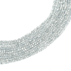 1 Dizi (130-135 Adet) - 3 mm Yassı Kristal Cam Boncuk Dizisi Şeffaf Janjanlı Gümüş Renk 1.Kalite - 2