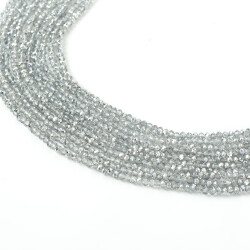 1 Dizi (130-135 Adet) - 3 mm Yassı Kristal Cam Boncuk Dizisi Şeffaf Janjanlı Gümüş Renk 1.Kalite - YF Hobi
