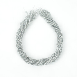 1 Dizi (130-135 Adet) - 3 mm Yassı Kristal Cam Boncuk Dizisi Şeffaf Janjanlı Gümüş Renk 1.Kalite - 4