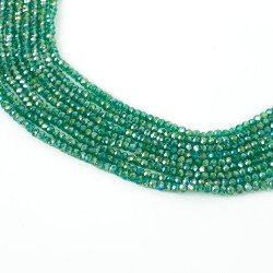 1 Dizi (130-135 Adet)- 3 mm Yassı Kristal Cam Boncuk Dizisi Şeffaf Janjanlı Koyu Yeşil Renk 1.Kalite - YF Hobi