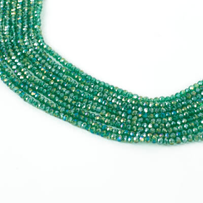 1 Dizi (130-135 Adet)- 3 mm Yassı Kristal Cam Boncuk Dizisi Şeffaf Janjanlı Koyu Yeşil Renk 1.Kalite - 1