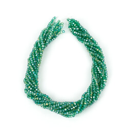 1 Dizi (130-135 Adet)- 3 mm Yassı Kristal Cam Boncuk Dizisi Şeffaf Janjanlı Koyu Yeşil Renk 1.Kalite - 4