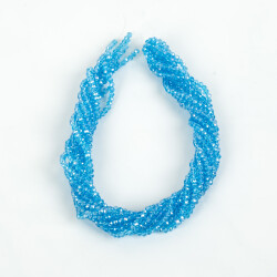 1 Dizi (130-135 Adet)- 3 mm Yassı Kristal Cam Boncuk Dizisi Şeffaf Janjanlı Mavi Renk 1.Kalite - 4
