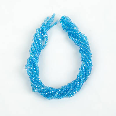 1 Dizi (130-135 Adet)- 3 mm Yassı Kristal Cam Boncuk Dizisi Şeffaf Janjanlı Mavi Renk 1.Kalite - 4
