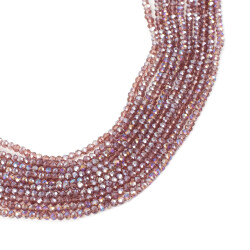 1 Dizi (130-135 Adet)- 3 mm Yassı Kristal Cam Boncuk Dizisi Şeffaf Janjanlı Mor Renk 1.Kalite - 2