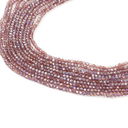 1 Dizi (130-135 Adet)- 3 mm Yassı Kristal Cam Boncuk Dizisi Şeffaf Janjanlı Mor Renk 1.Kalite - YF Hobi