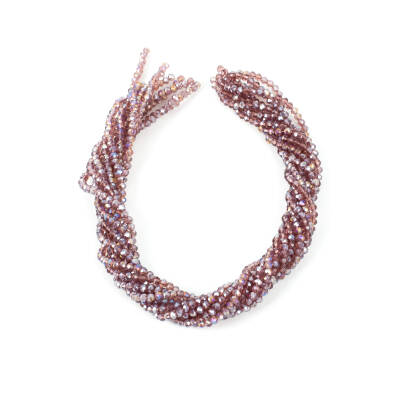 1 Dizi (130-135 Adet)- 3 mm Yassı Kristal Cam Boncuk Dizisi Şeffaf Janjanlı Mor Renk 1.Kalite - 4