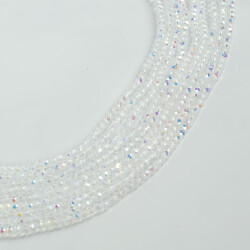 1 Dizi (130-135 Adet) - 3 mm Yassı Kristal Cam Boncuk Dizisi Şeffaf Janjanlı Renk 1.Kalite - 3