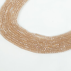 1 Dizi (130-135 Adet) - 3 mm Yassı Kristal Cam Boncuk Dizisi Şeffaf Janjanlı Şampanya Renk - YF Hobi