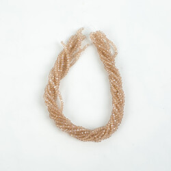 1 Dizi (130-135 Adet) - 3 mm Yassı Kristal Cam Boncuk Dizisi Şeffaf Janjanlı Şampanya Renk - 4