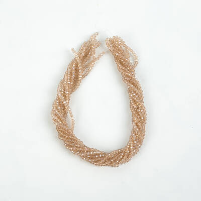 1 Dizi (130-135 Adet) - 3 mm Yassı Kristal Cam Boncuk Dizisi Şeffaf Janjanlı Şampanya Renk - 4