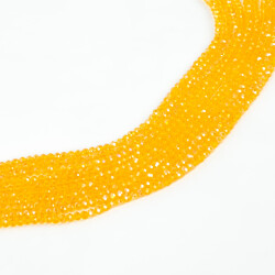 1 Dizi (130-135 Adet)- 3 mm Yassı Kristal Cam Boncuk Dizisi Şeffaf Janjanlı Turuncu Renk 1.Kalite - YF Hobi