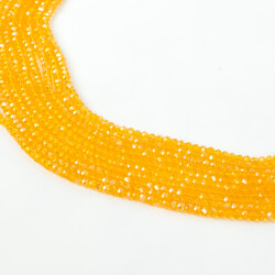 1 Dizi (130-135 Adet)- 3 mm Yassı Kristal Cam Boncuk Dizisi Şeffaf Janjanlı Turuncu Renk 1.Kalite - 2