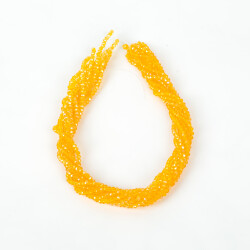 1 Dizi (130-135 Adet)- 3 mm Yassı Kristal Cam Boncuk Dizisi Şeffaf Janjanlı Turuncu Renk 1.Kalite - 4