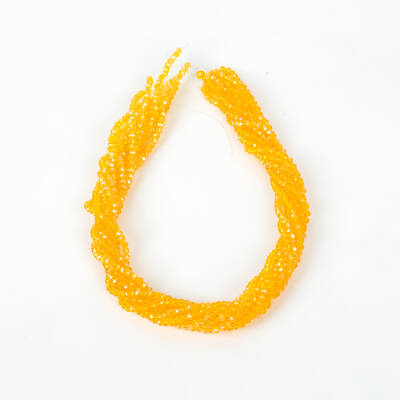 1 Dizi (130-135 Adet)- 3 mm Yassı Kristal Cam Boncuk Dizisi Şeffaf Janjanlı Turuncu Renk 1.Kalite - 4