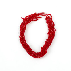 1 Dizi (130-135 Adet) - 3 mm Yassı Kristal Cam Boncuk Dizisi Şeffaf Kırmızı Renk 1.Kalite - 3