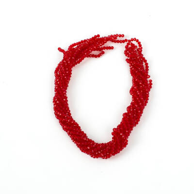 1 Dizi (130-135 Adet) - 3 mm Yassı Kristal Cam Boncuk Dizisi Şeffaf Kırmızı Renk 1.Kalite - 3