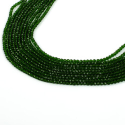 1 Dizi (130-135 Adet) - 3 mm Yassı Kristal Cam Boncuk Dizisi Şeffaf Zümrüt Yeşil Renk 1.Kalite - 2