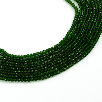1 Dizi (130-135 Adet) - 3 mm Yassı Kristal Cam Boncuk Dizisi Şeffaf Zümrüt Yeşil Renk 1.Kalite - 1