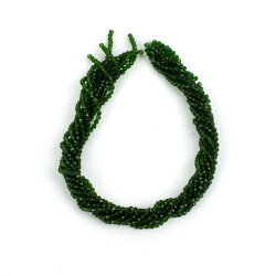 1 Dizi (130-135 Adet) - 3 mm Yassı Kristal Cam Boncuk Dizisi Şeffaf Zümrüt Yeşil Renk 1.Kalite - 4