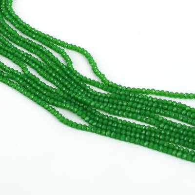 1 Dizi (145-155 Adet) - 2 mm Yassı Kristal Cam Boncuk Dizisi Çimen Yeşili Renk 1.Kalite - 2