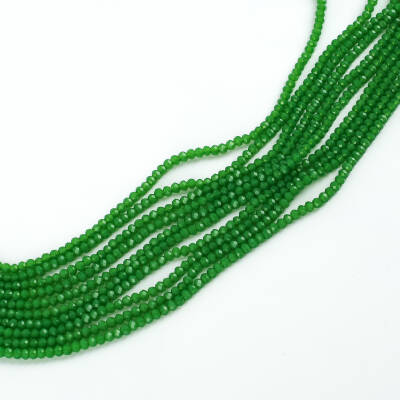 1 Dizi (145-155 Adet) - 2 mm Yassı Kristal Cam Boncuk Dizisi Çimen Yeşili Renk 1.Kalite - 1