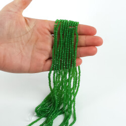 1 Dizi (145-155 Adet) - 2 mm Yassı Kristal Cam Boncuk Dizisi Çimen Yeşili Renk 1.Kalite - 3