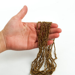 1 Dizi (145-155 Adet) - 2 mm Yassı Kristal Cam Boncuk Dizisi Kaplama Altın Renk 1.Kalite - 3