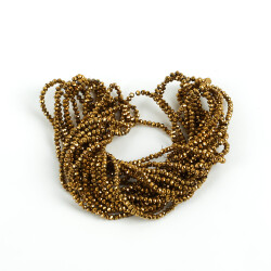 1 Dizi (145-155 Adet) - 2 mm Yassı Kristal Cam Boncuk Dizisi Kaplama Altın Renk 1.Kalite - 4