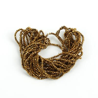 1 Dizi (145-155 Adet) - 2 mm Yassı Kristal Cam Boncuk Dizisi Kaplama Altın Renk 1.Kalite - 4