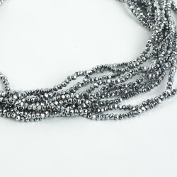1 Dizi (145-155 Adet) - 2 mm Yassı Kristal Cam Boncuk Dizisi Kaplama Gümüş Renk 1.Kalite - 2