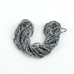 1 Dizi (145-155 Adet) - 2 mm Yassı Kristal Cam Boncuk Dizisi Kaplama Gümüş Renk 1.Kalite - 4