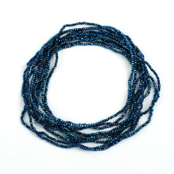 1 Dizi (145-155 Adet) - 2 mm Yassı Kristal Cam Boncuk Dizisi Kaplama Mavi Renk 1.Kalite - 2