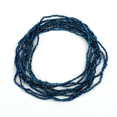 1 Dizi (145-155 Adet) - 2 mm Yassı Kristal Cam Boncuk Dizisi Kaplama Mavi Renk 1.Kalite - 2