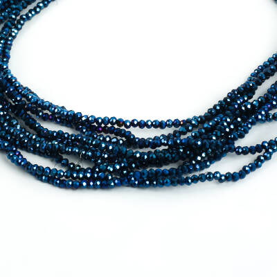 1 Dizi (145-155 Adet) - 2 mm Yassı Kristal Cam Boncuk Dizisi Kaplama Mavi Renk 1.Kalite - 1